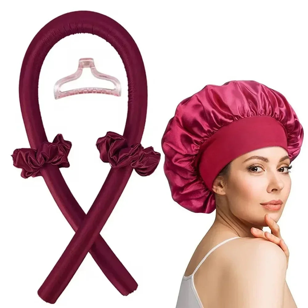 Heatless Curling Rod Satin Nightcap Women No Heat Hair Rollers Qme