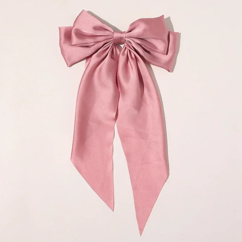 Women Girl Large Bow Hairpin Korean Headbands Big Bowknot Barrettes Qme Pink