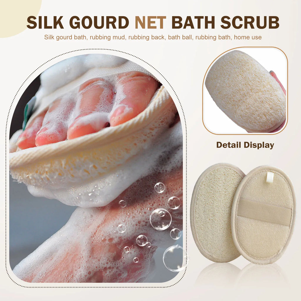 Exfoliating Sponge Pad Natural Towel Gourd Sponge Scrub Body Gloves for Men and Women Durable Bathing Spa Deep Cleaning Tool Qme