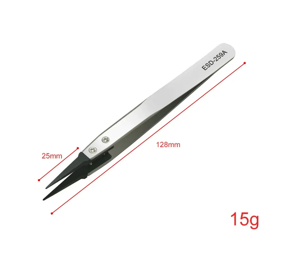 ESD Anti-static Precision Tweezers Tips Heavy-duty Metal Construction Qme