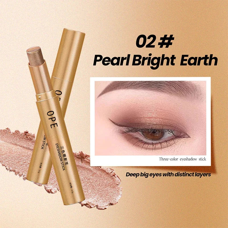 Three-color Eyeshadow Stick Featuring Delicate Pearlescent Matte Qme E3-01-02