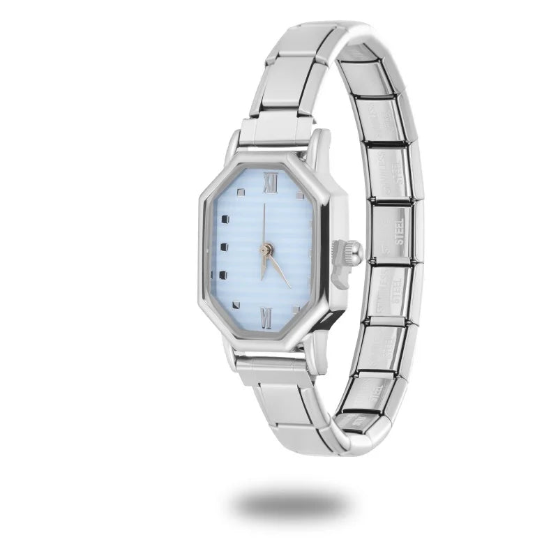 Fashion Watch Women's DIY 9MM Width Italian Elastic Charm Stainless Candy Zircon Watch Head Link Bracelet Jewelry Birthday Gifts Qme Style 32