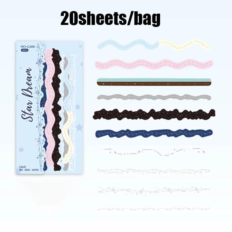 20 Sheets/Bag 3D Silver Foil PET Stickers Galaxy Stars for DIY Crafts Scrapbooking Journal Phone Case Decoration Qme 1