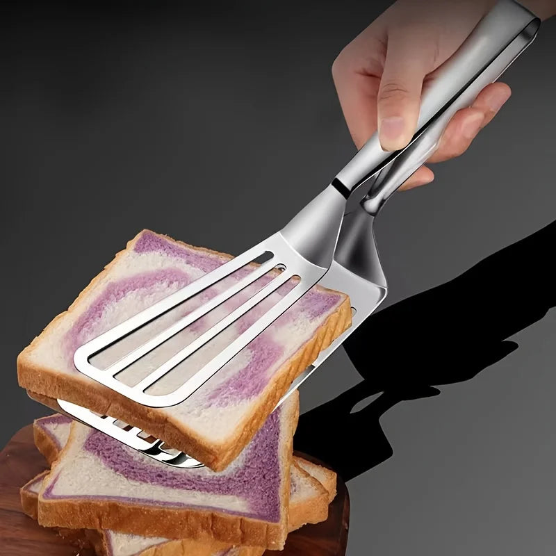 1pc Heavy-Duty Commercial & Home Kitchen Use - Stainless Steel Construction, Non-Slip Grip - Dual-Sided Spatula Qme