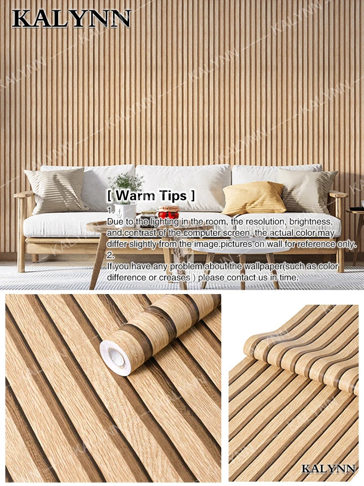 Wood Slat Self Adhesive Wallpaper Vinyl Decorative Peel Stick Contact Qme Grating Stripe 2B 26FTx17in(8mx45cm)