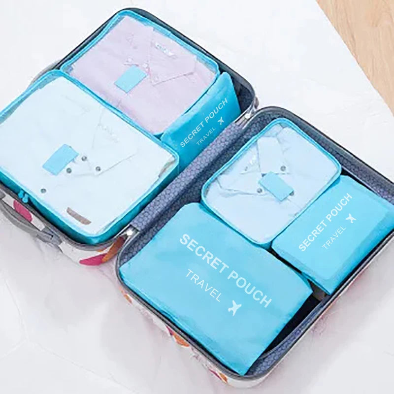 Portable Travel Organizer Storage Bags Set Suitcase Packing Cubes Set Cases Portable Luggage Clothes Shoe Tidy Pouch Folding Bag Qme