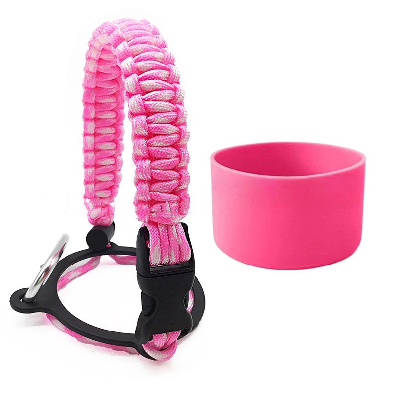 Silicone Non-slip Base Cover Paracord Hand-woven Water Cup Carrying Qme A29