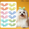 10Pcs Rabbit Ear Bow Candy Color Dog Hair Clips Long-hair Puppy Bowknots Alligator Clip Pet Grooming Cute Pet Accessories Qme onesize