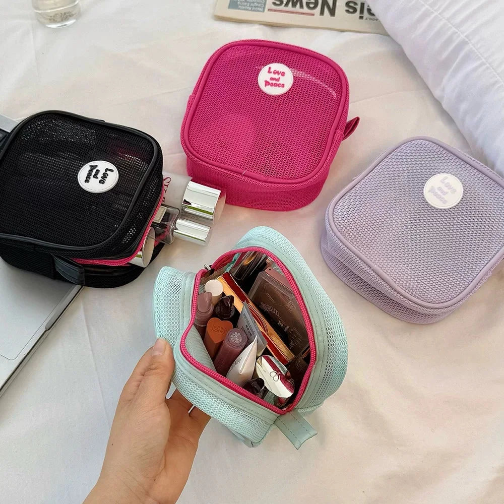 1 Hollowed-out Mini Makeup Bag Women's Small Square Zipper Travel Qme Default Title
