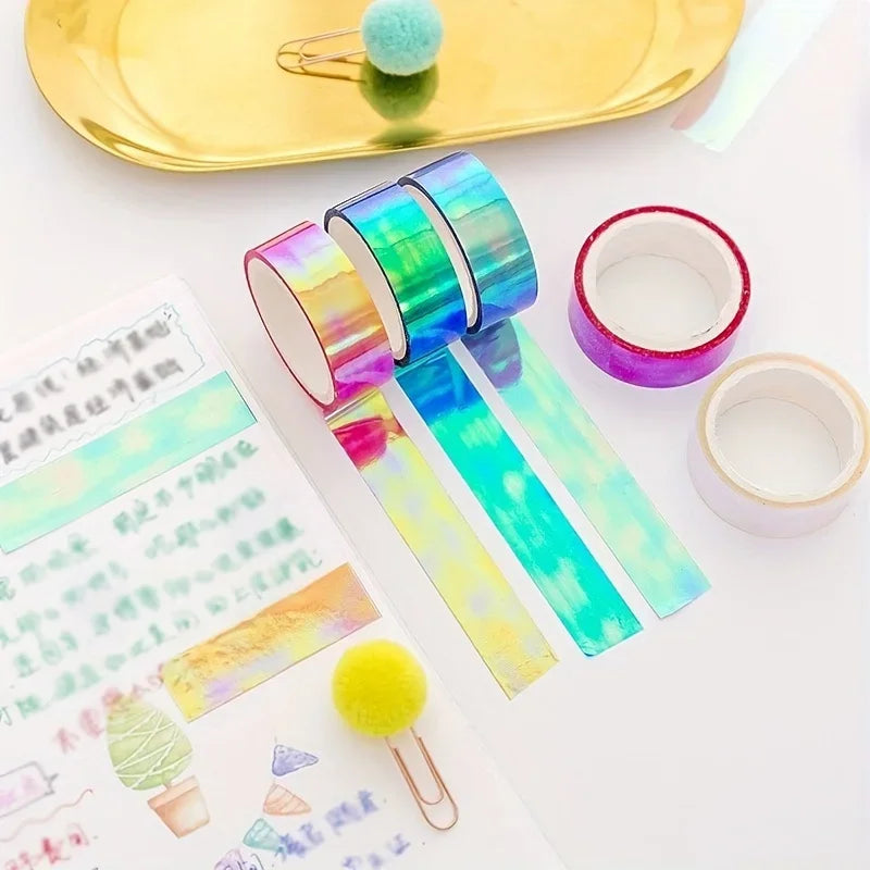 1pc / 196.85 inches laser reflective tape, decorative tape, girl album stationery tape, stationery stickers, photo diary, Qme