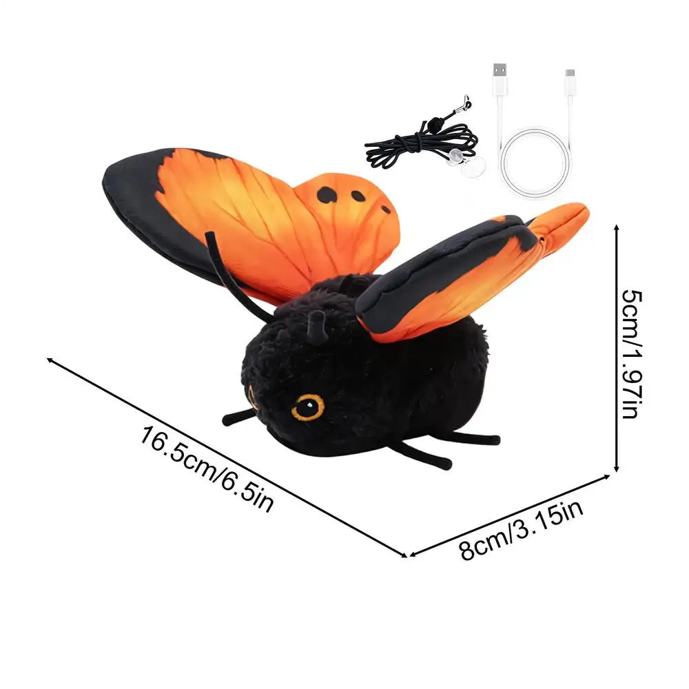 Indoor Cat Auto Toy Mental Physical Exercise Easy Mount Pet Teaser Cat Toy Butterfly for Small Medium Large Breeds Living Room Qme Orange CN