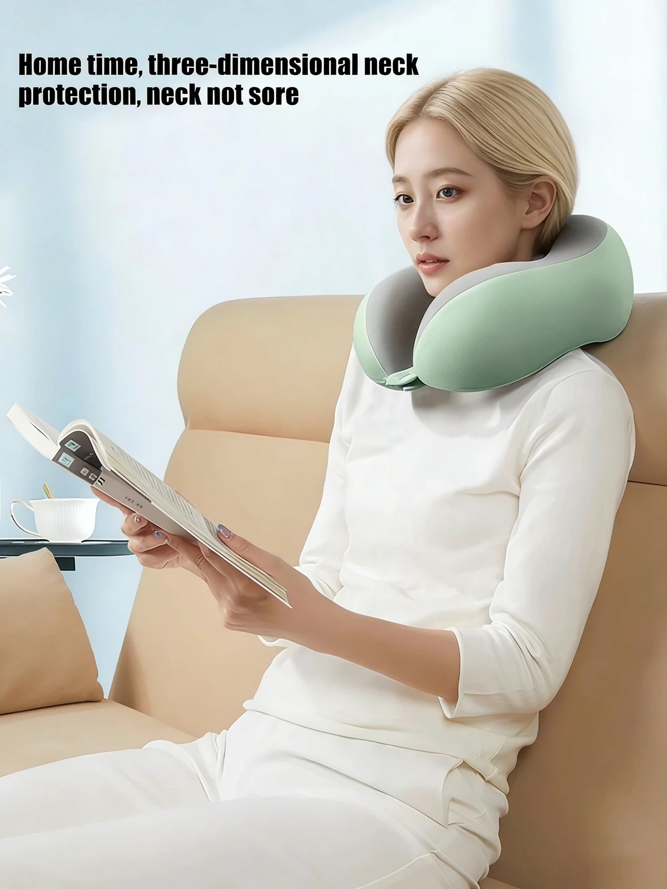 U-shaped Memory Cotton Neck Pillow Portable Travel Nap Office Qme