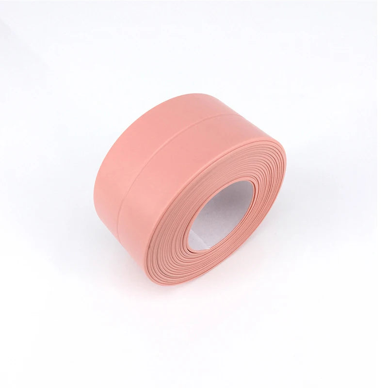 Bathroom Sealing Tape Self-adhesive Oil-Proof Kitchen Sink Caulk Seal Strip PVC Waterproof Shower Wall Sticker for Toilet Corner Qme Pink 3.2M China Mainland|2.2CM