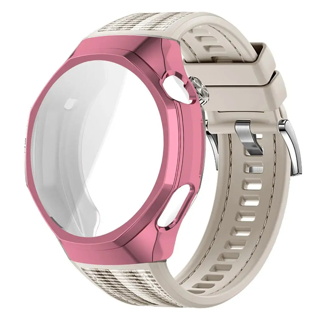 TPU Case+Strap For Huawei GT6 Pro 46mm Soft Silicone+Nylon Woven Bracelet Band With TPU Protector Bumper Shell Cover Qme Star-P For GT6 Pro 46mm
