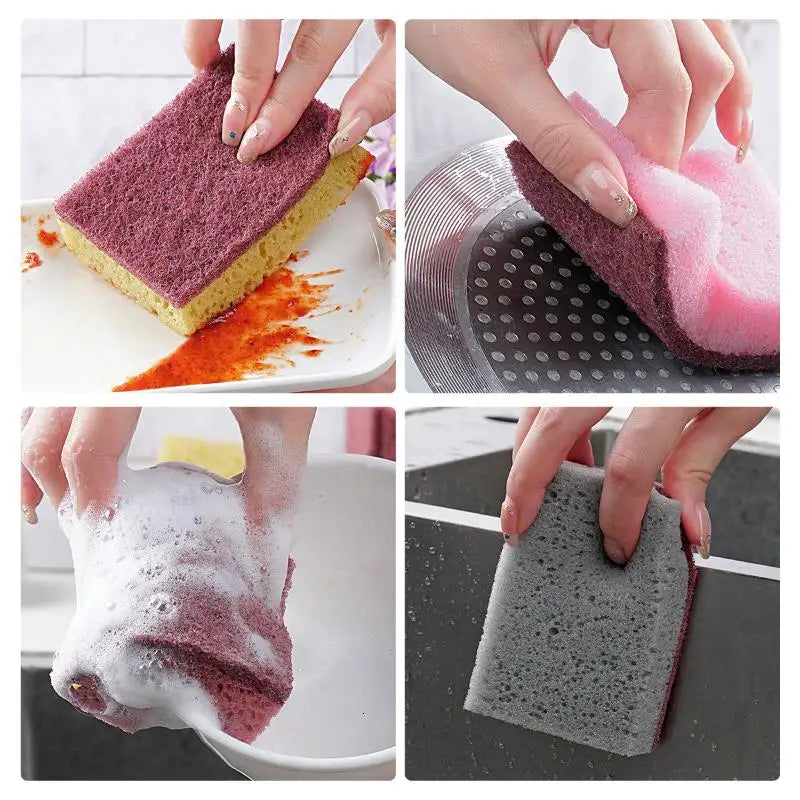 Kitchen Stain Removal Sponge Clean Cotton Dishwashing Wipes Bathroom Qme