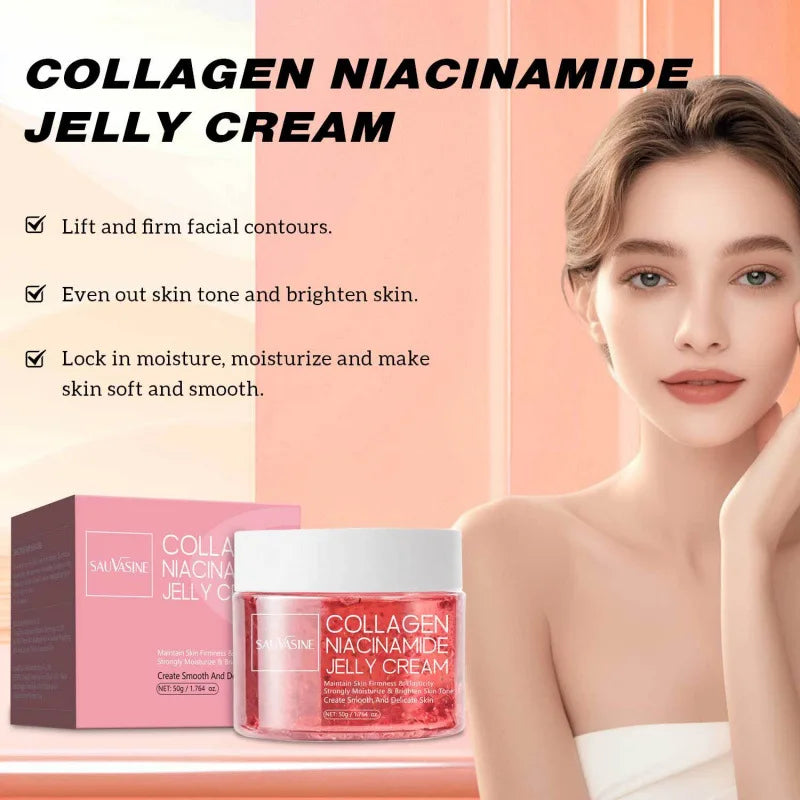 50g Collagen Niacinamide Jelly Cream Deep Moisturizing Pore Shrinking Brightening Niacinamide Gel Lifting Firming Face Skincare Qme