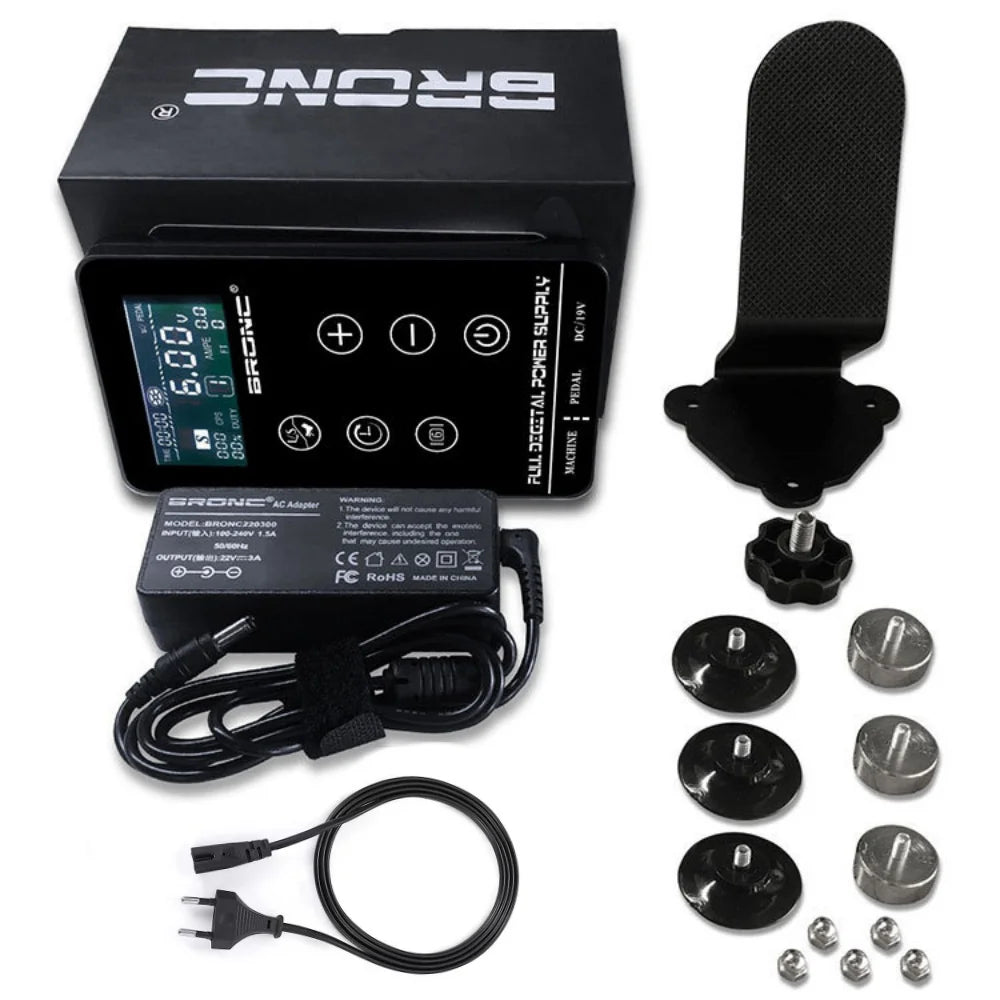 HUMMINGBIRD BRONC UPGRADE Tattoo Power Supply Touch Screen Intelligent Digital LCD Makeup Dual Set Qme EU Power Cable