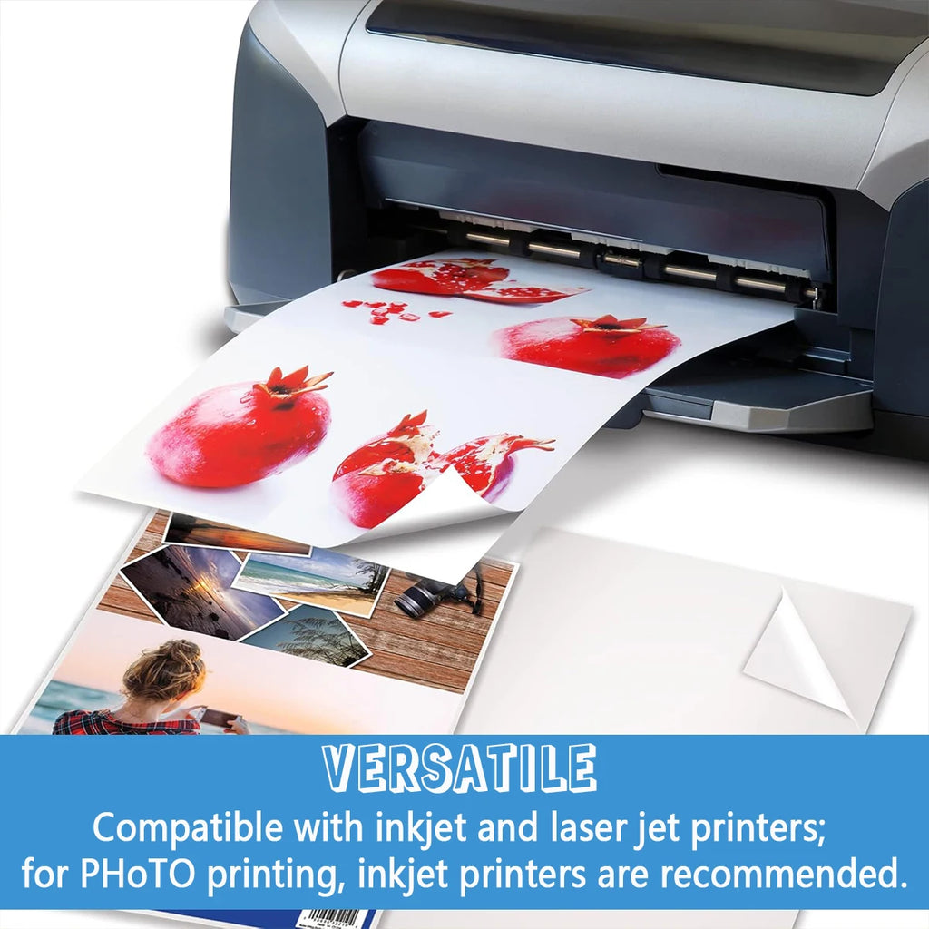 A4 Office Products Self-Adhesive Photo Paper,Glossy Photo Paper, 8.27x11.69inch, 200 GSM, Inkjet for Photos, Labels Qme