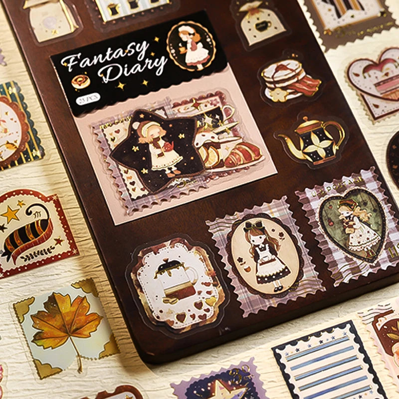 6 Bags Romantic Fantasy Foil Sticker Pack, Magical Fairy Tale Elements, Versatile for Creative Journaling & Crafts Qme