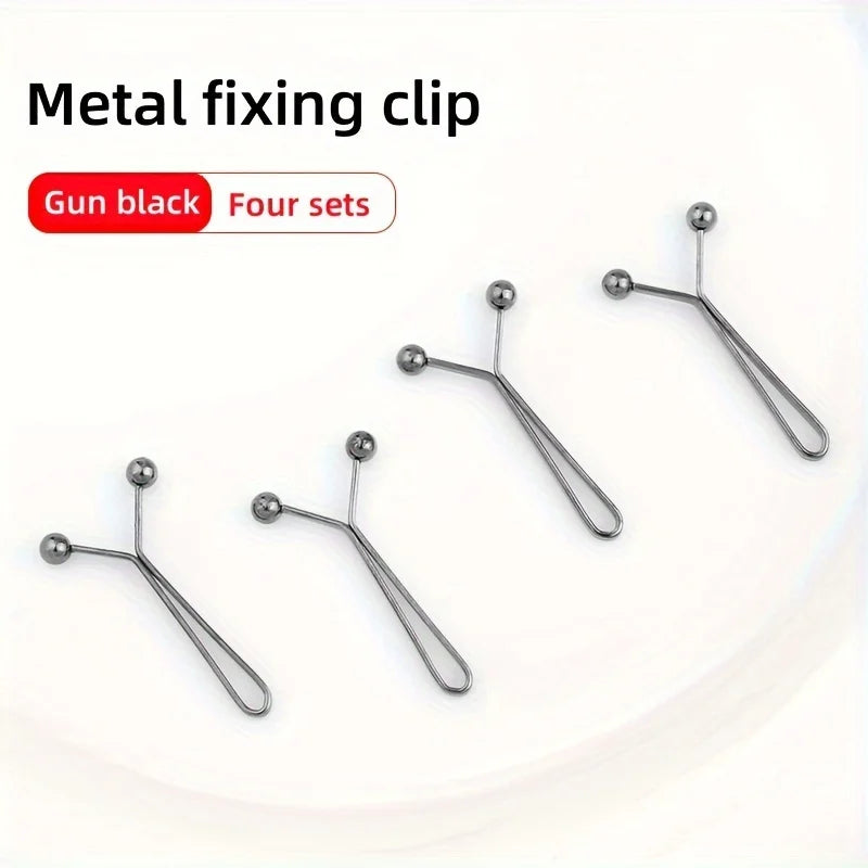 4Pcs pants invisible waist metal fixing clip, jeans waist circumference large change small artifact adjustable buckle pin clip Qme 4pcs Black