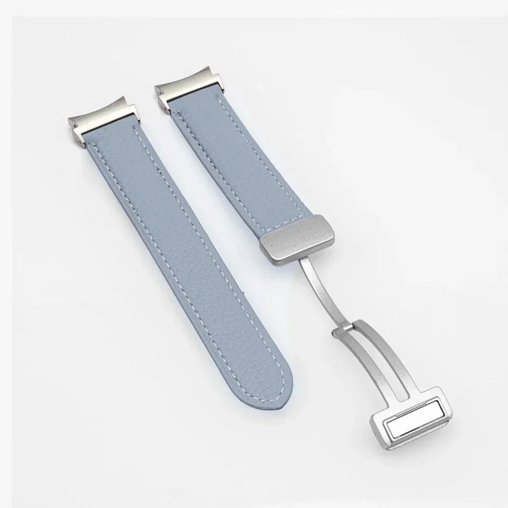 No Gaps Leather Band for Samsung Galaxy Watch 6 5 4 40mm 44mm 4/6Classic 46mm 42 43 47mm 5 Pro 45mm Magnetic Buckle Watch Strap Qme