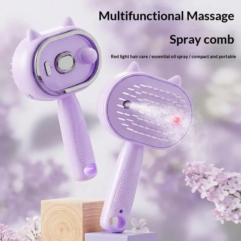 Cute Cat Ear Electric Spray Hair Brush Red Light Care Massage Qme