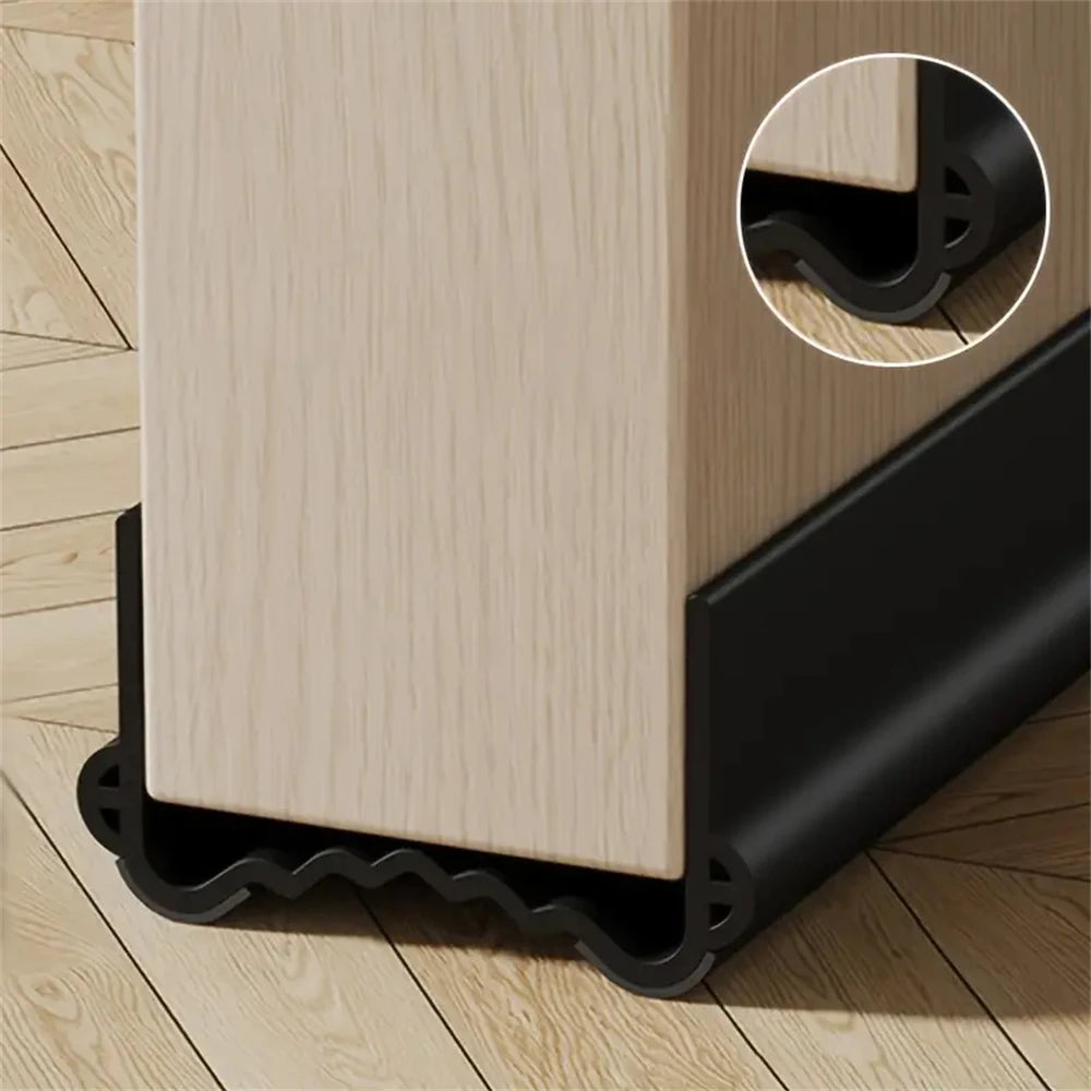 1-4pcs Cuttable Weather Stripping Snap-in Installation Door Bottom Gap Seal Strip with Acoustic Foam Brush Triple Windproof Qme Black(1m) 1pc