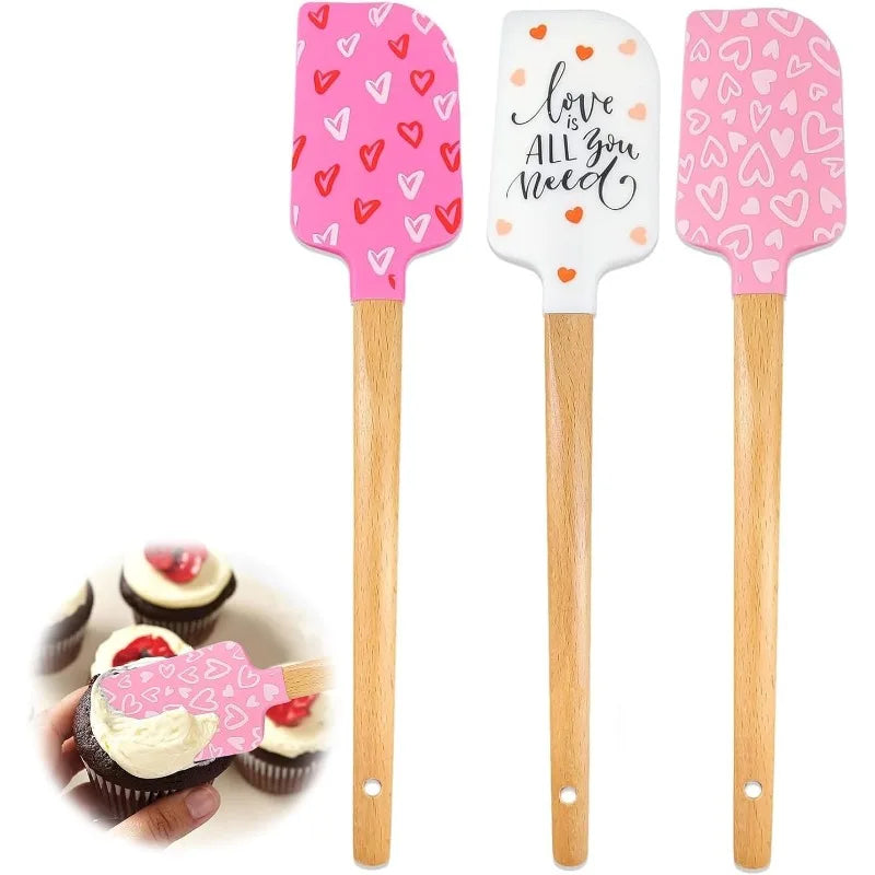 Silicone Spatula Wooden Handles Food Grade Non-stick Cooking Baking Qme