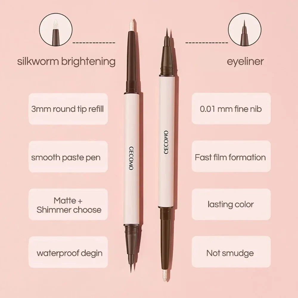 GECOMO Double-ended Lying Silkworm Pencil Eyeliner Shimmer Eyeshadow Qme