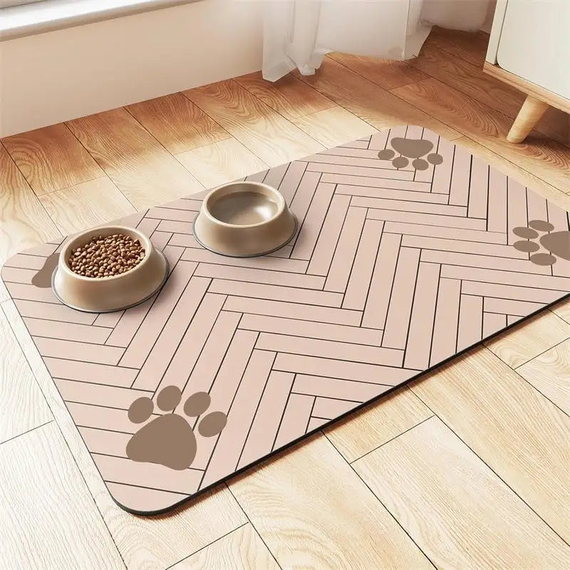 Waterproof Rubber Backing Quick Dry Water Mat Dog Cat Pet Feeding Qme Khaki