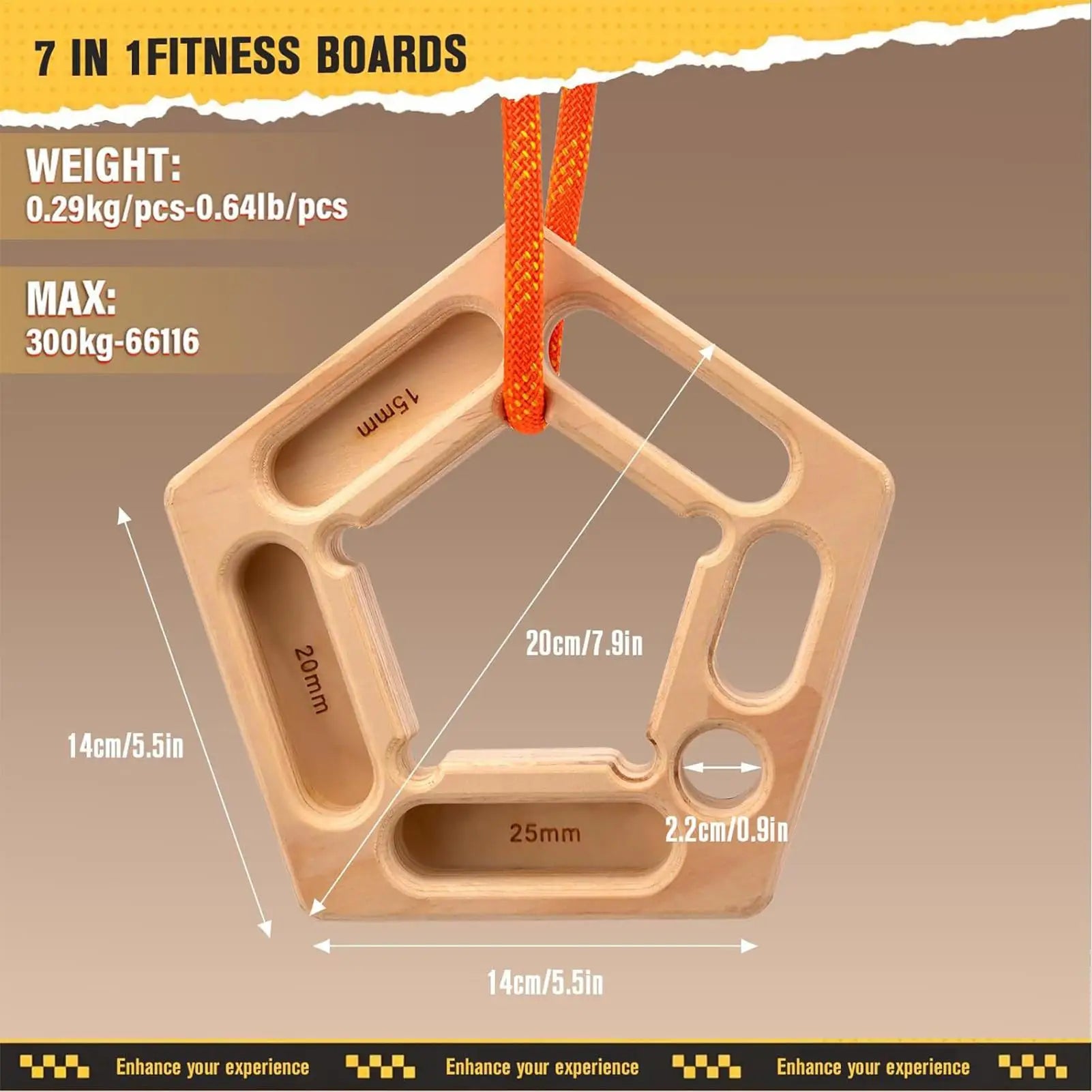 Climbing Fingerboard Rock Finger Strengthener Board Wooden Bouldering Qme