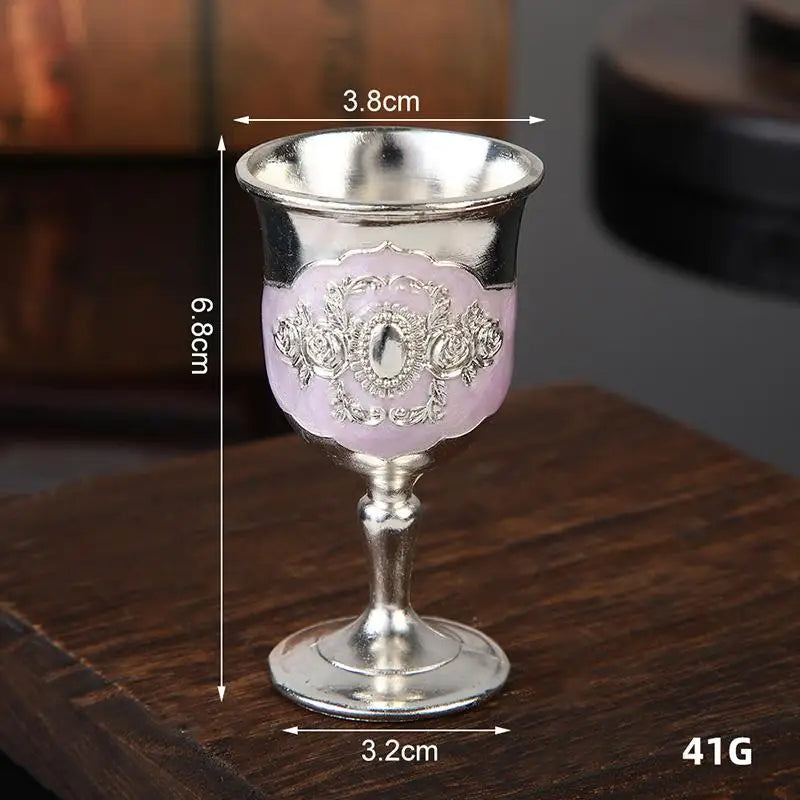 European White Wine Cup Vintage Glass Classic Metal Drinkware Goblet Qme silver purple