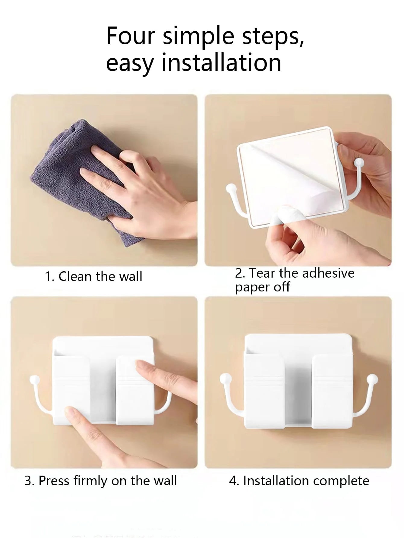 Wall-mounted Remote Control Storage Box Hook Rack Bedside Mobile Qme