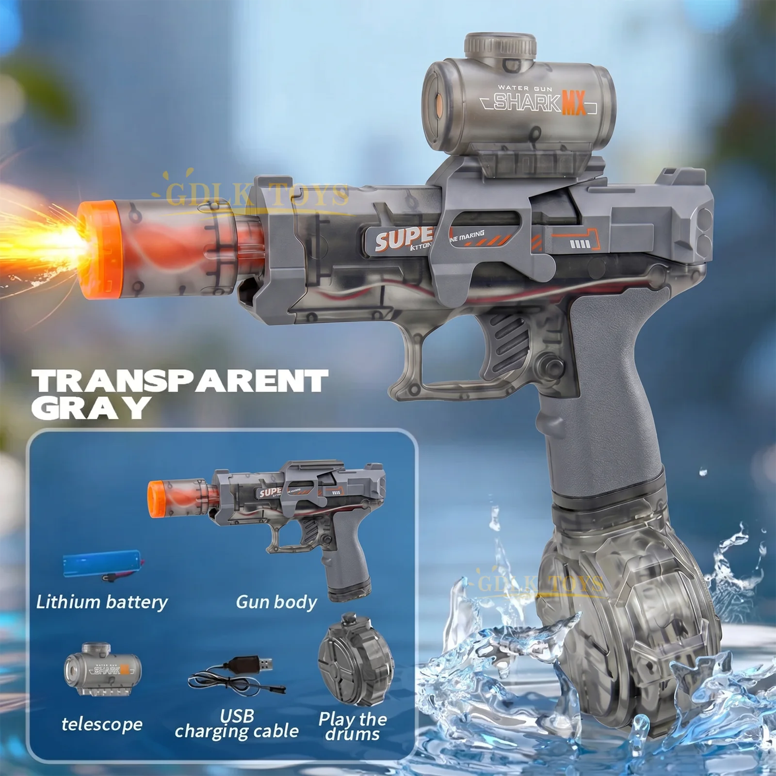 Electric Water Guns For Adults Powerful Squirt Automatic Water Suction Water Blasters Summer Outdoor Beach Toy For Boys Kid Gift Qme Light Grey