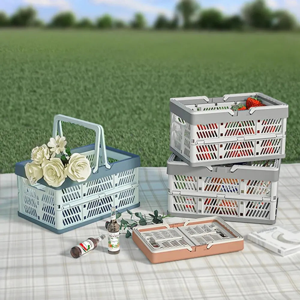 1pc Folding Portable Fruit And Vegetable Storage Basket Sundry Arrangement Thickened Plastic Picnic Basket Qme