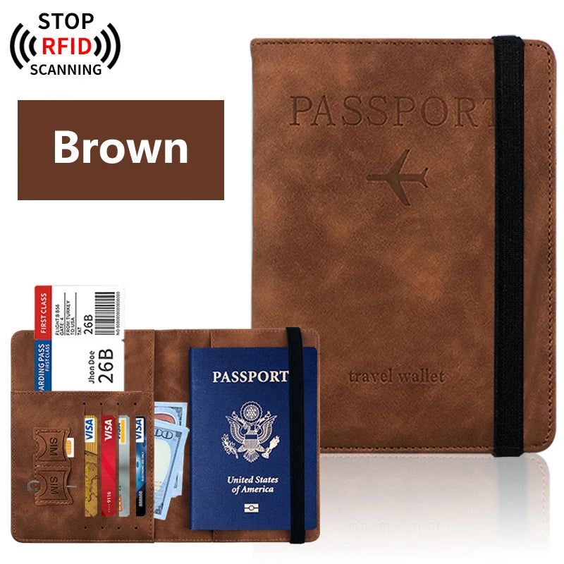 Passport Holder Travel Essentials Wallet Cover Case Accessories Book Qme Brown