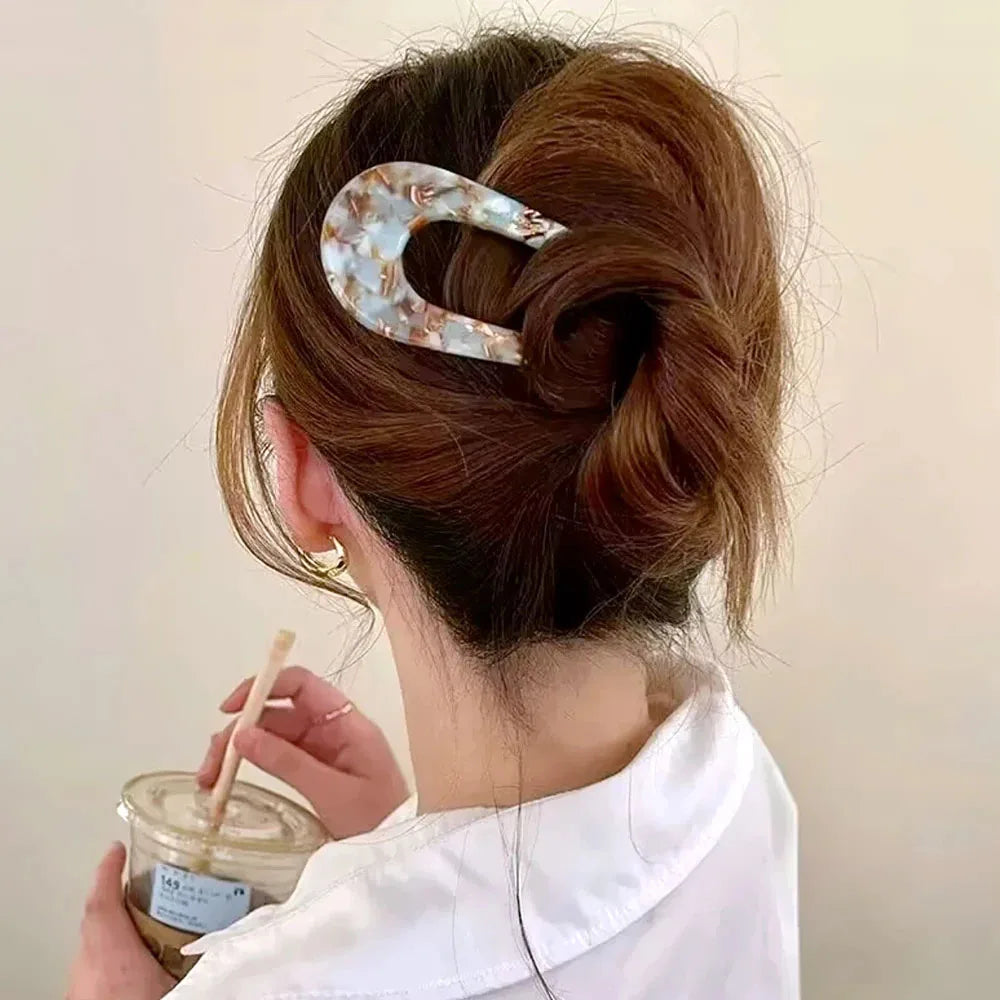 U Shaped Hair Stick Vintage French Hair Pin Women Acetate Hair Accessories DIY Retro Hairstyle Tool New Hair Clips 2025 New Qme