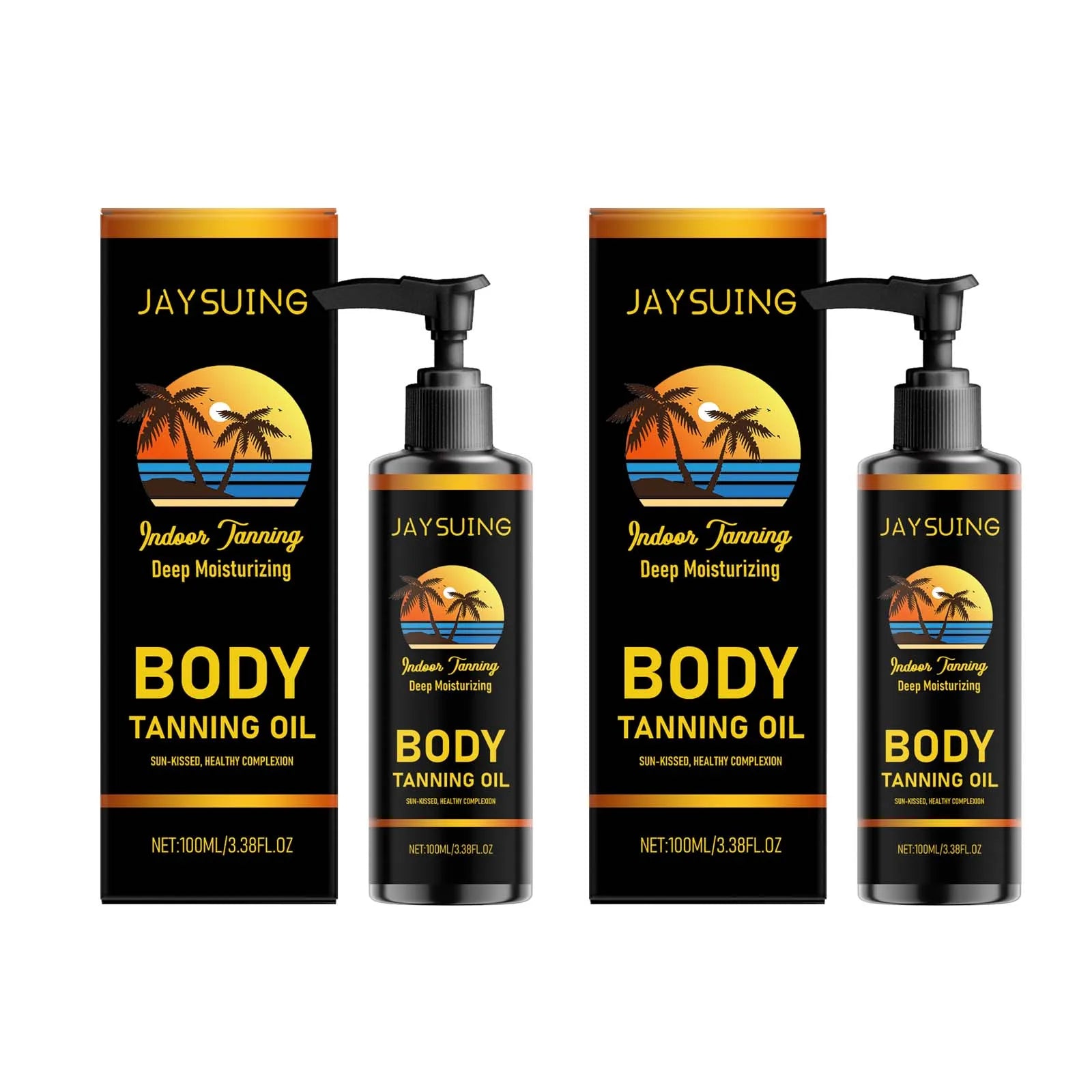 Moisturizing Body Tanning Oil Intensifier Get a Faster Darker Sun Tan Sunless Skin Tanning Oil for Face Body Summer Self Tanner Qme 2 x 100ml Boxed