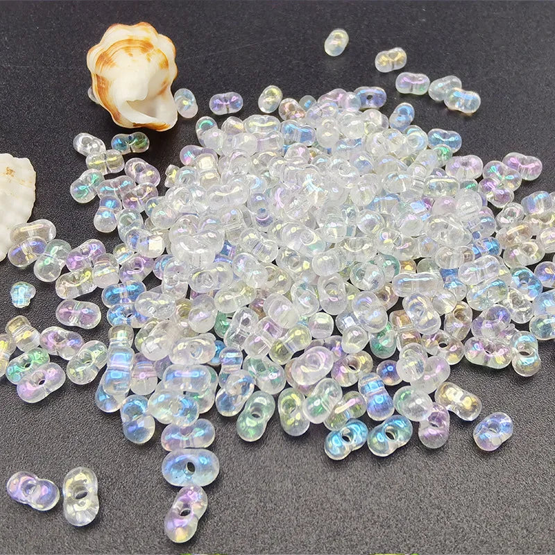 10g Glass Peanut Beads 3*6mm Transparent Small Glass Seed Bead Kit for Jewelry Making DIY Bracelets Necklaces Crafts Bulk Qme 3