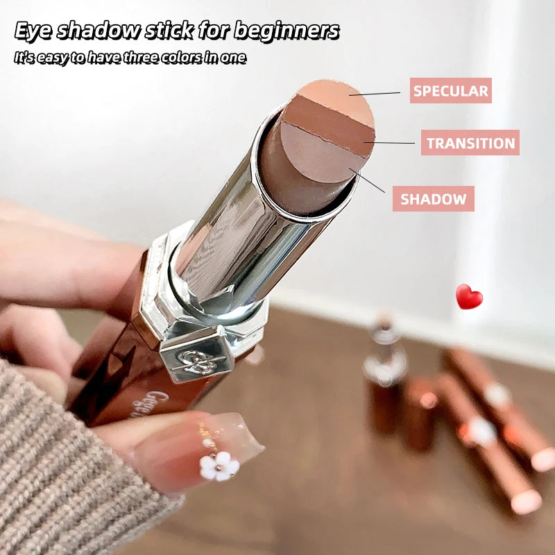 Three Gradient Pearlescent Eye Shadow Stick GEGE BEAR Qme