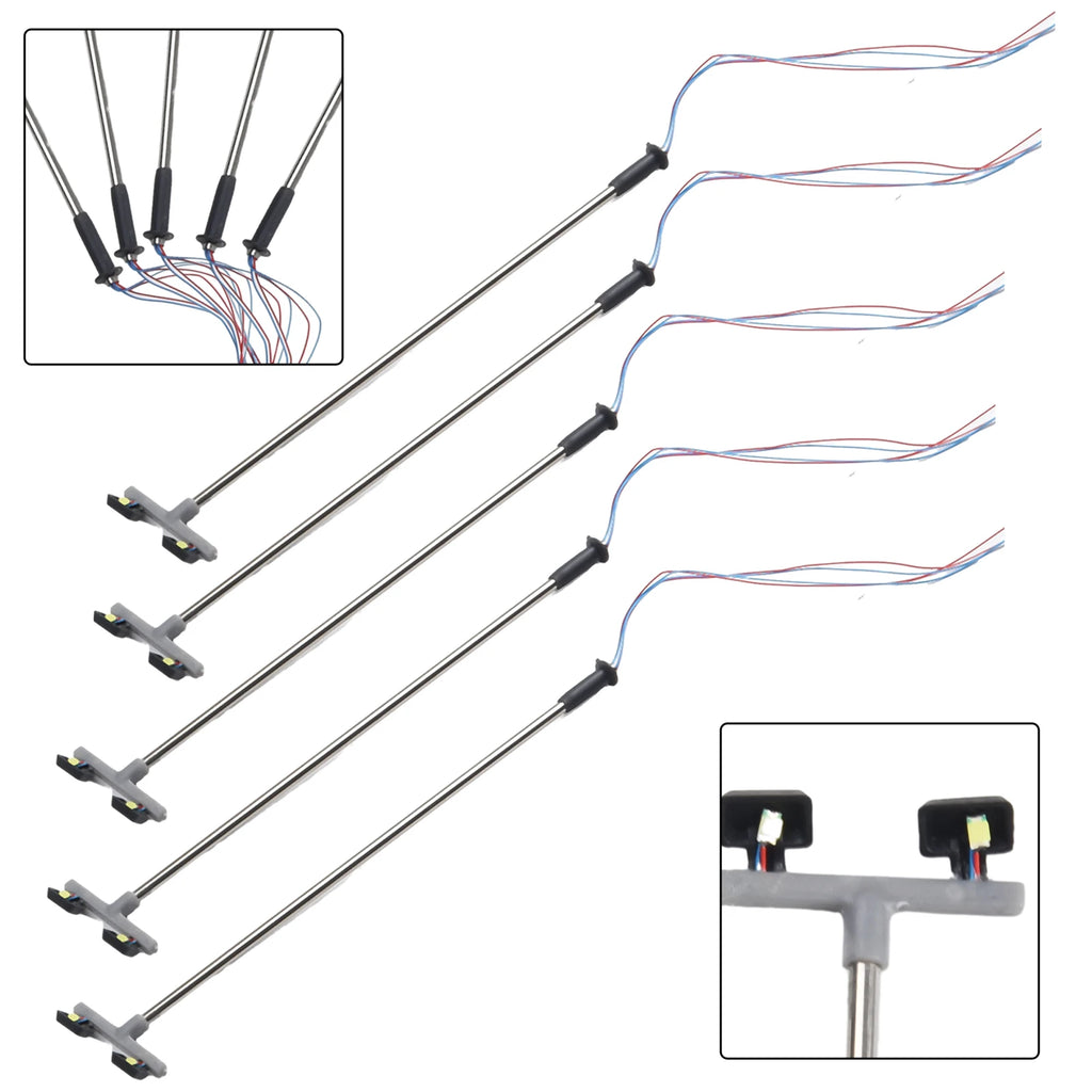 5 Pack Model Railway Yard Lights Twin LED Lamps OO 00 Guage Flood Light 1:76 Model Railroads 5*Twin LED Yard Lights Qme