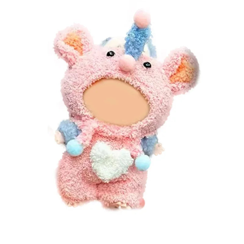 Labubu and any 10-17cm doll animal doll clothing, 17cm doll crochet cloth set, fashionable and cute doll clothing accessories Qme Pink