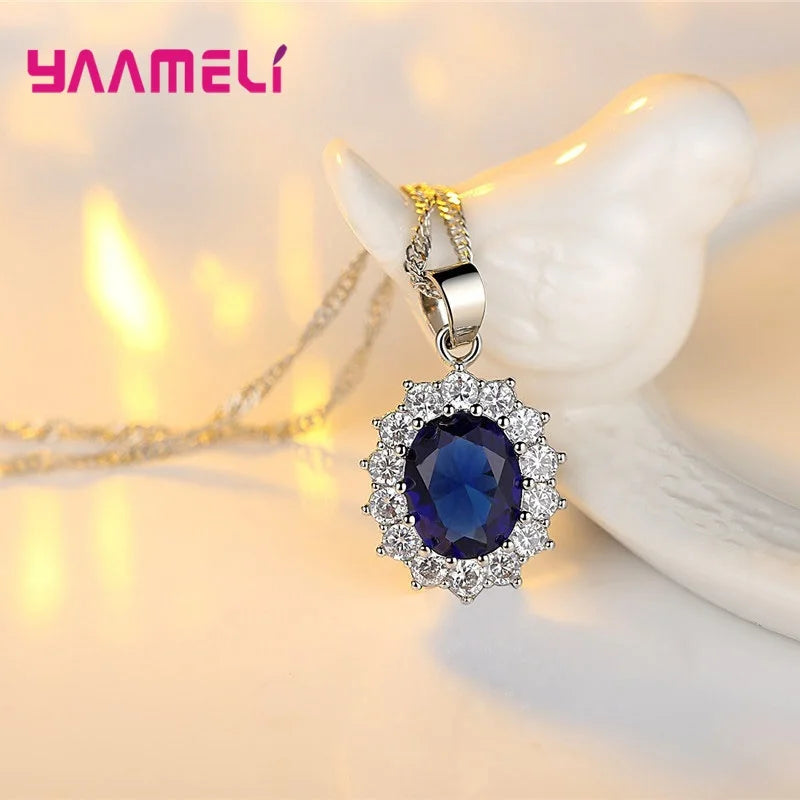 100% Authentic 925 Sterling Silver Color Women Wedding Engagement Jewelry Sets Oval Flower Design Shiny Cubic Zircon Crystal Qme