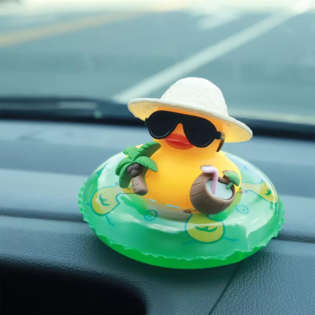 Summer Duck Cart Decoration Featuring Coconut Trees Green Swimming Qme green