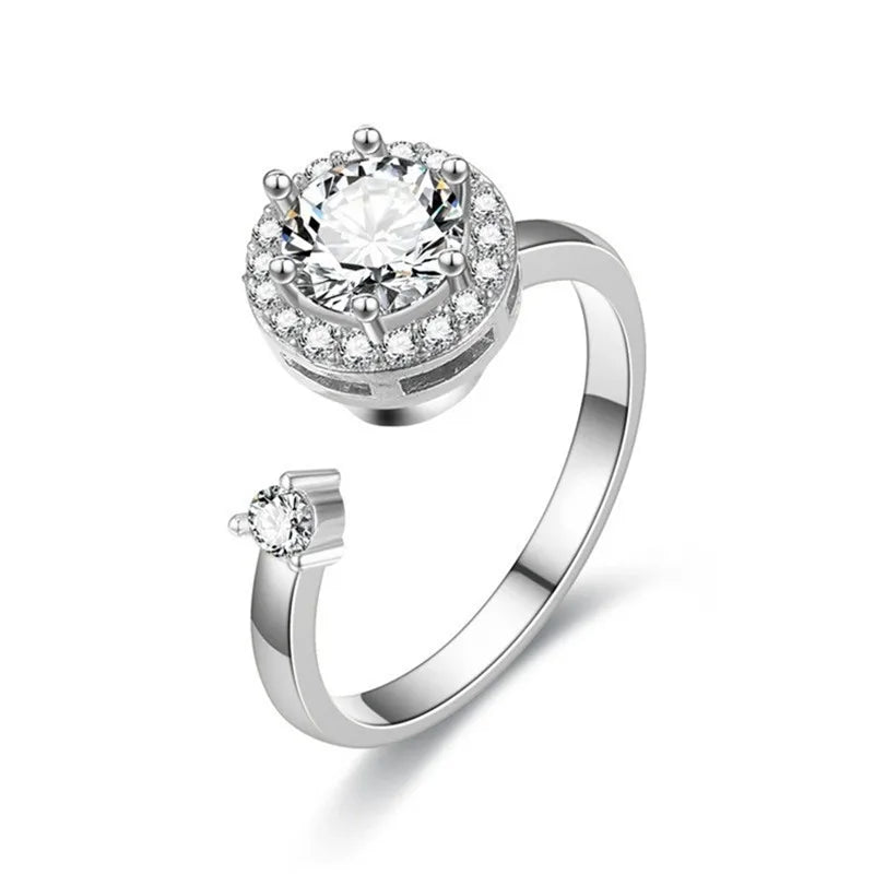 Anxiety Rings for Women Y2k Jewelry Rings Sun Flower Charm Daisy Bead Anti Stress Fidget Spinner Rings Teens 2025 Aesthetic Qme zircon resizable