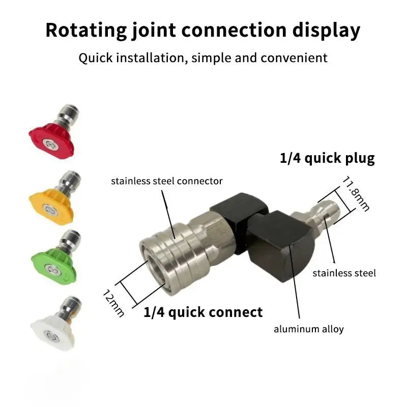 360° Rotatable Jet Nozzle - 1/4" Quick Connect Adapter, Leak-Proof Water Saving For Car Cleaning Qme
