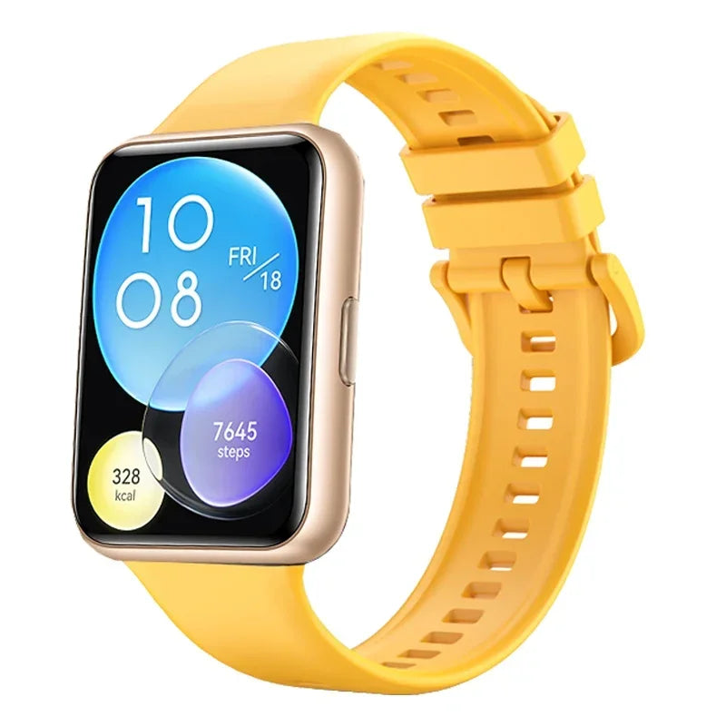 Silicone Band For Huawei Watch FIT 2 Strap smart Wrist watchband metal Buckle sport Replacement bracelet fit2 correa Accessories Qme Yellow