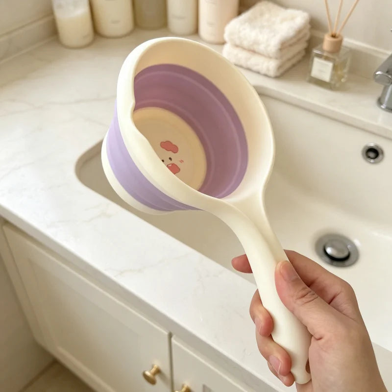 Hello Kitty Kuromi Folding Water Scoop Household Shampoo Scoop Silicone Telescopic Water Scoop for Students Qme