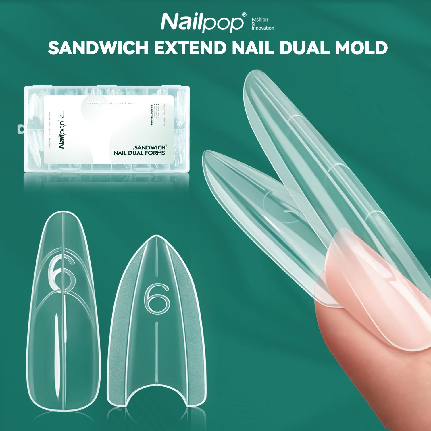 Nailpop Sandwich Nail Dual Forms 15 Shapes Professional Tools French Qme