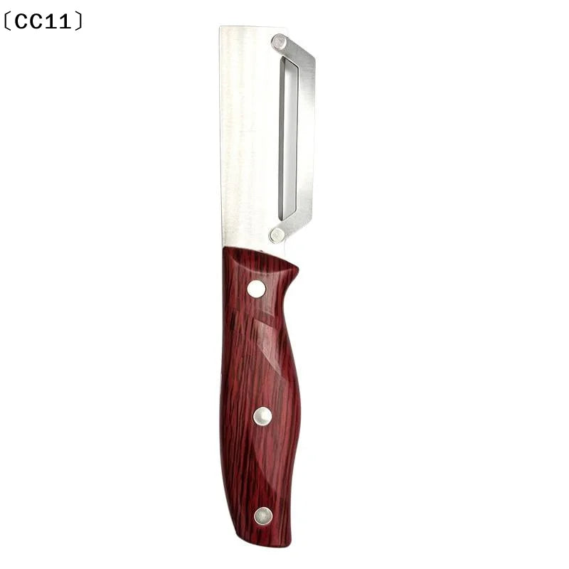 Stainless Steel Veggie Peeler Sharp Blade Faux Rosewood Handle Qme